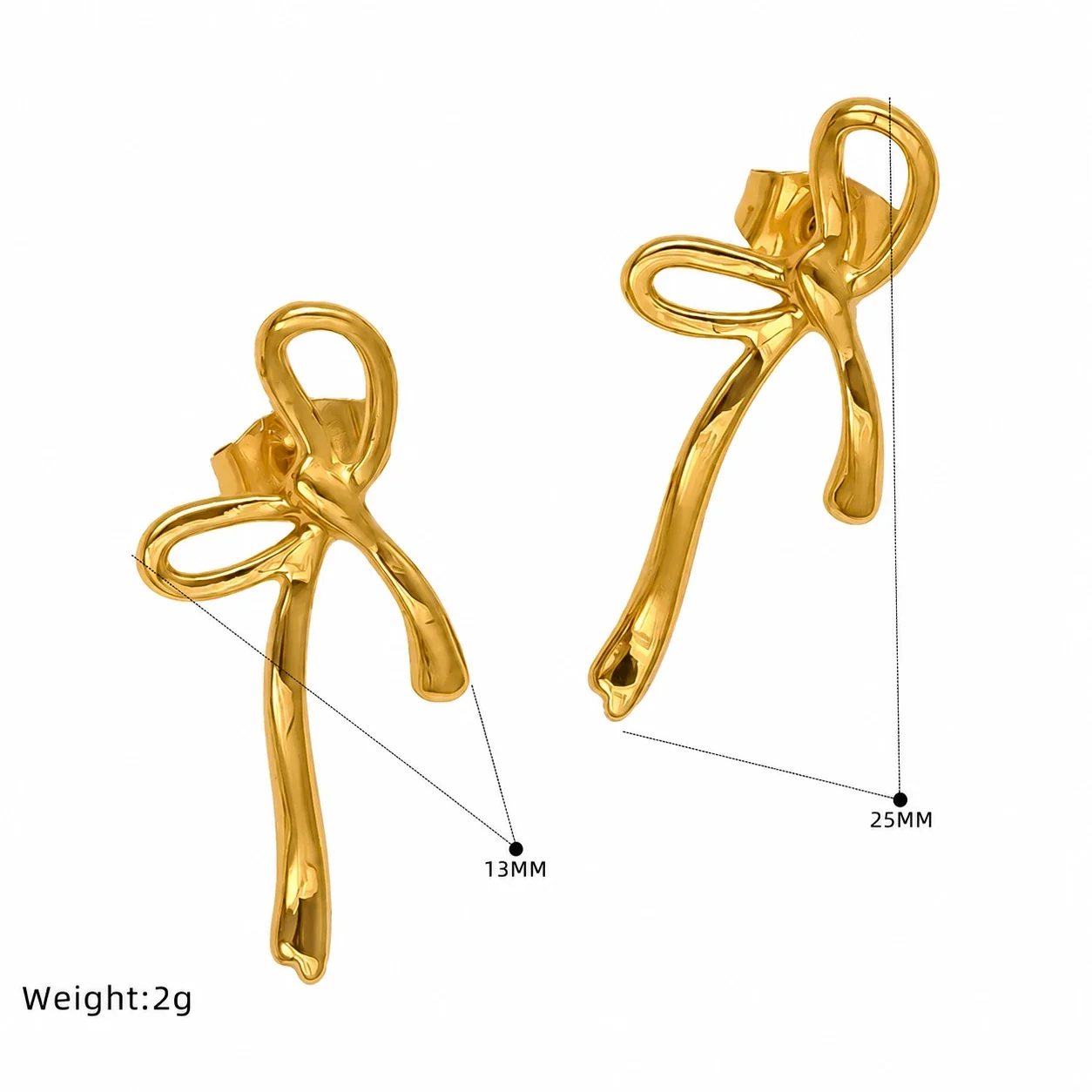 Fluid 18K Gold-Plated Bow Loop Drop Stud Earrings