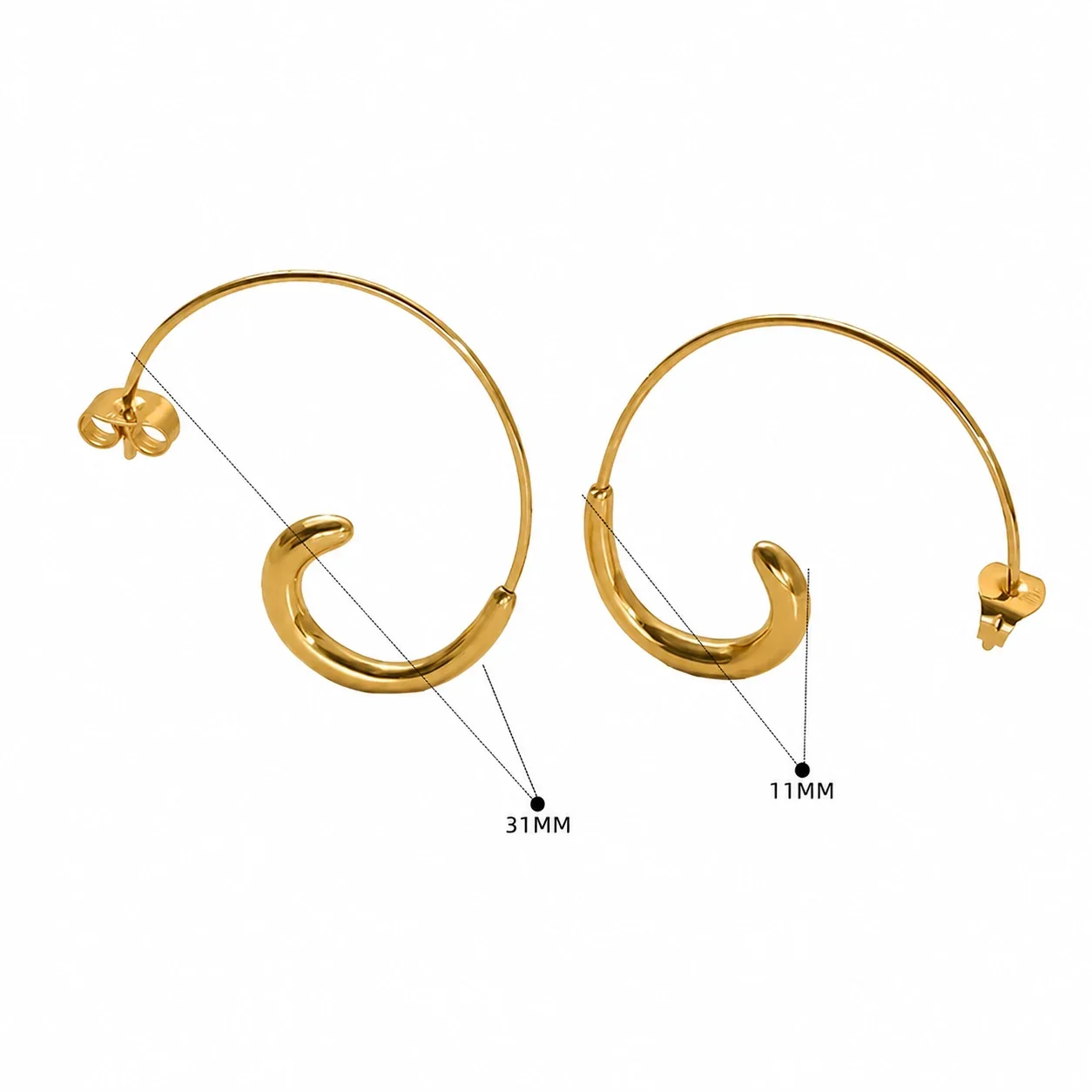 Fluid 18K Gold-Plated Bow Loop Drop Stud Earrings - Gold Bow Hoop