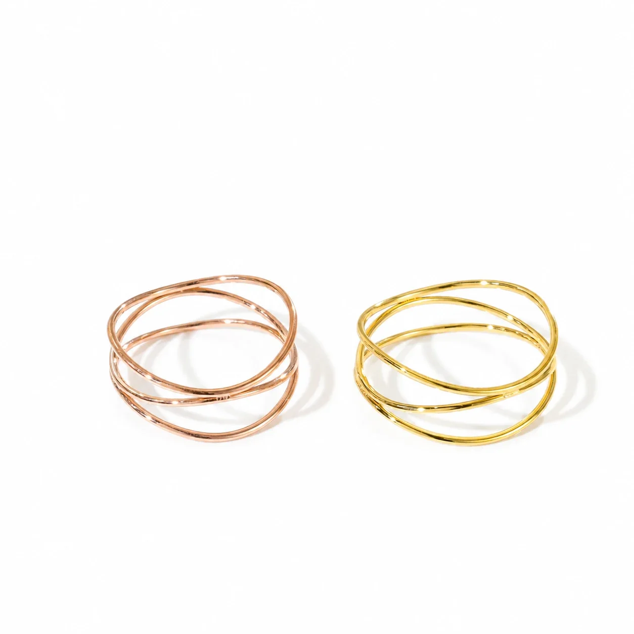 Triple Interwoven Wire Ring, 18K Gold-Plated Stainless Steel