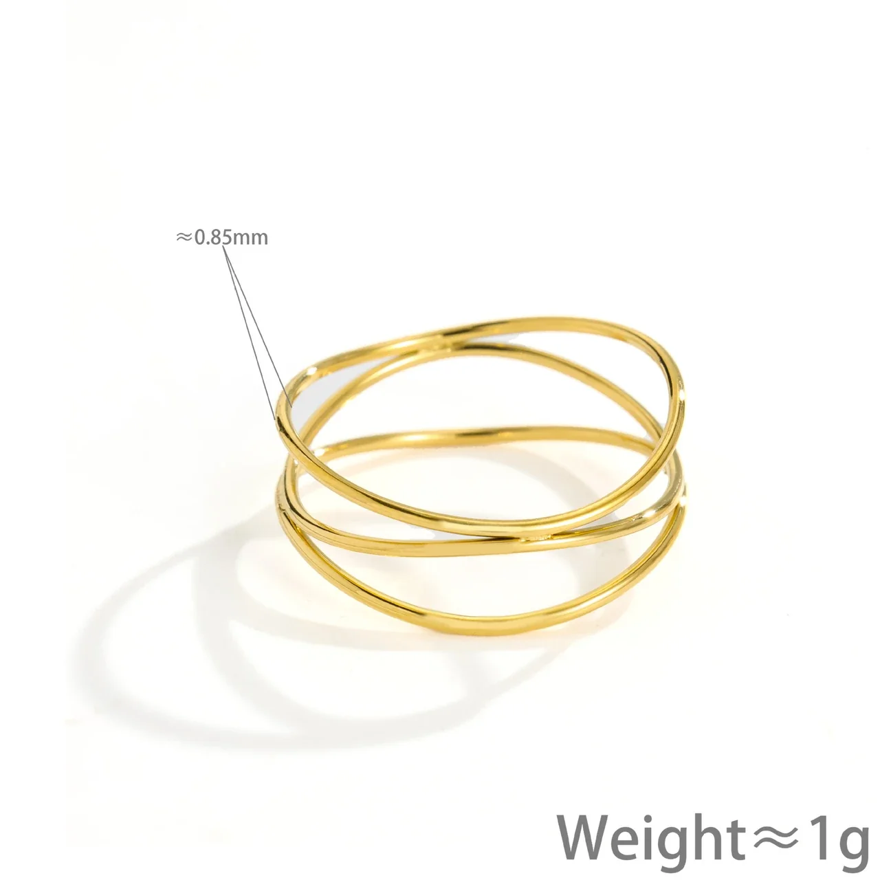 Triple Interwoven Wire Ring, 18K Gold-Plated Stainless Steel