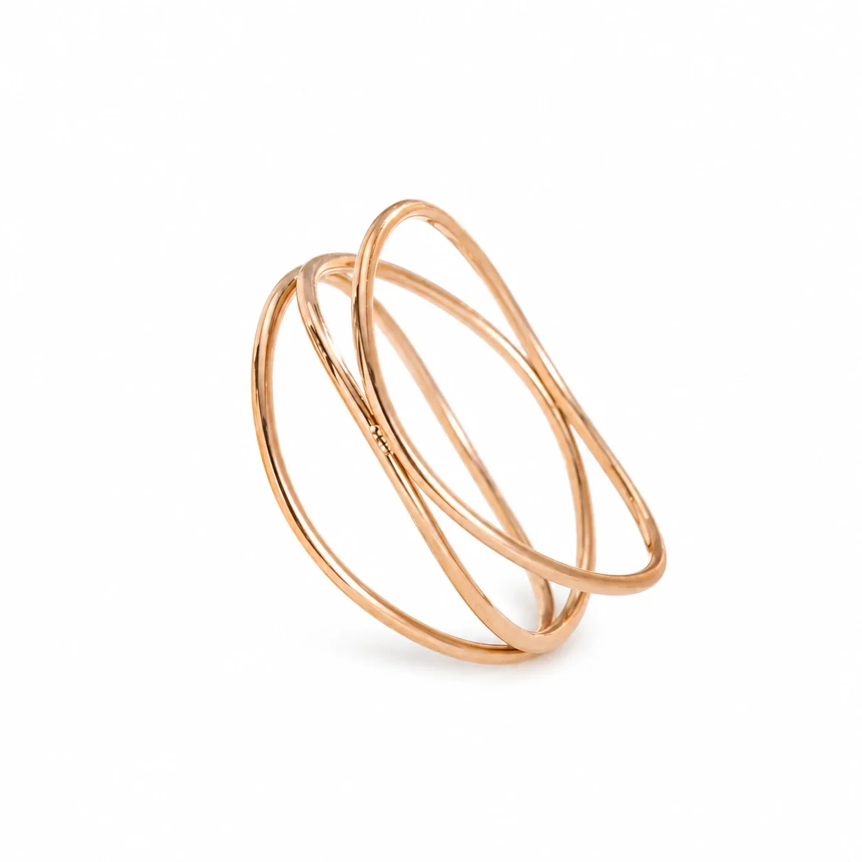 Triple Interwoven Wire Ring, 18K Gold-Plated Stainless Steel - Rose Gold