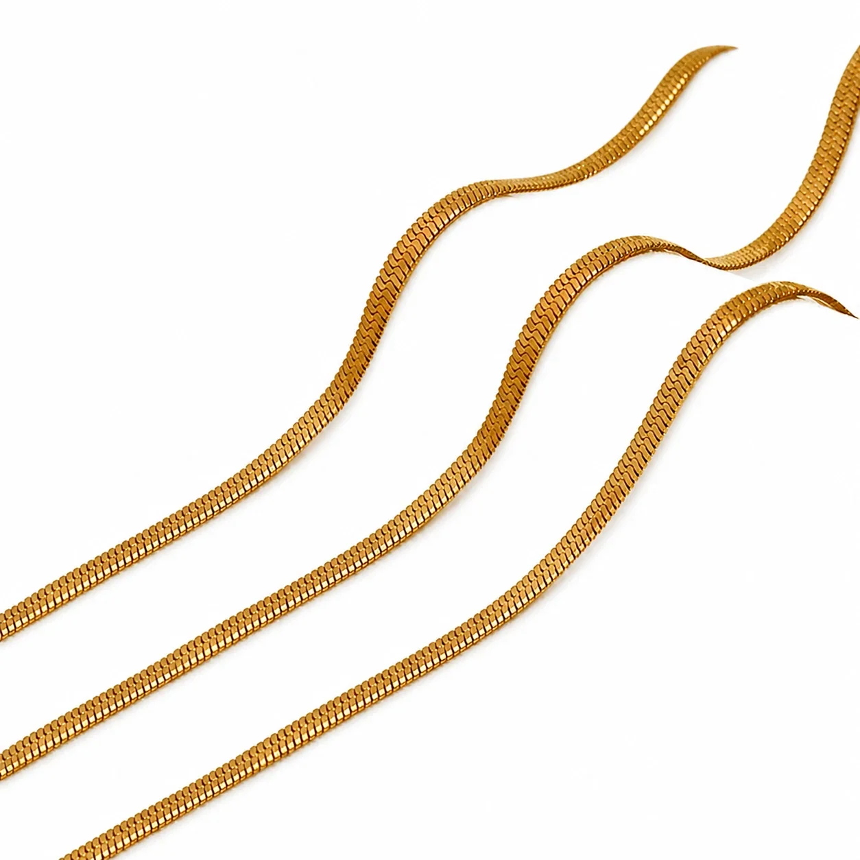 Sleek Gold-Plated 316 Stainless Steel 3mm Snake Chain Jewelry Set