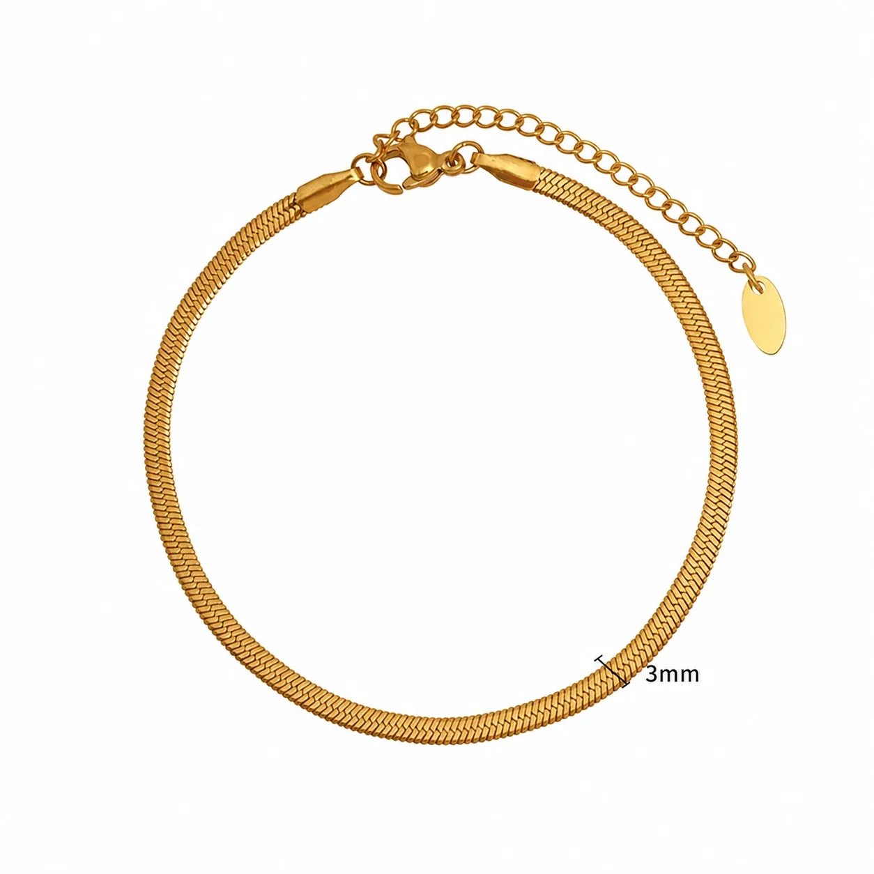 Sleek Gold-Plated 316 Stainless Steel 3mm Snake Chain Jewelry Set - Gold