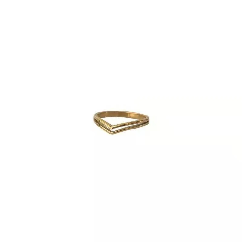 Ring: V-Shape Double Band 18K Gold-Plated Stainless Steel
