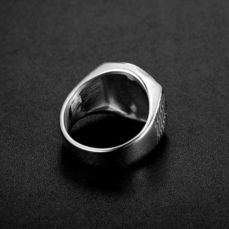 Foto del producto: Anillo de sello, motivo de corona con halo de cristales, acero inoxidable 316