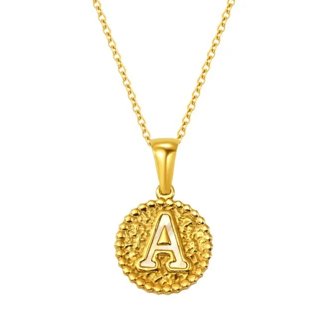 Tactile Gold-Plated Stainless Steel Beaded Initial Necklace
