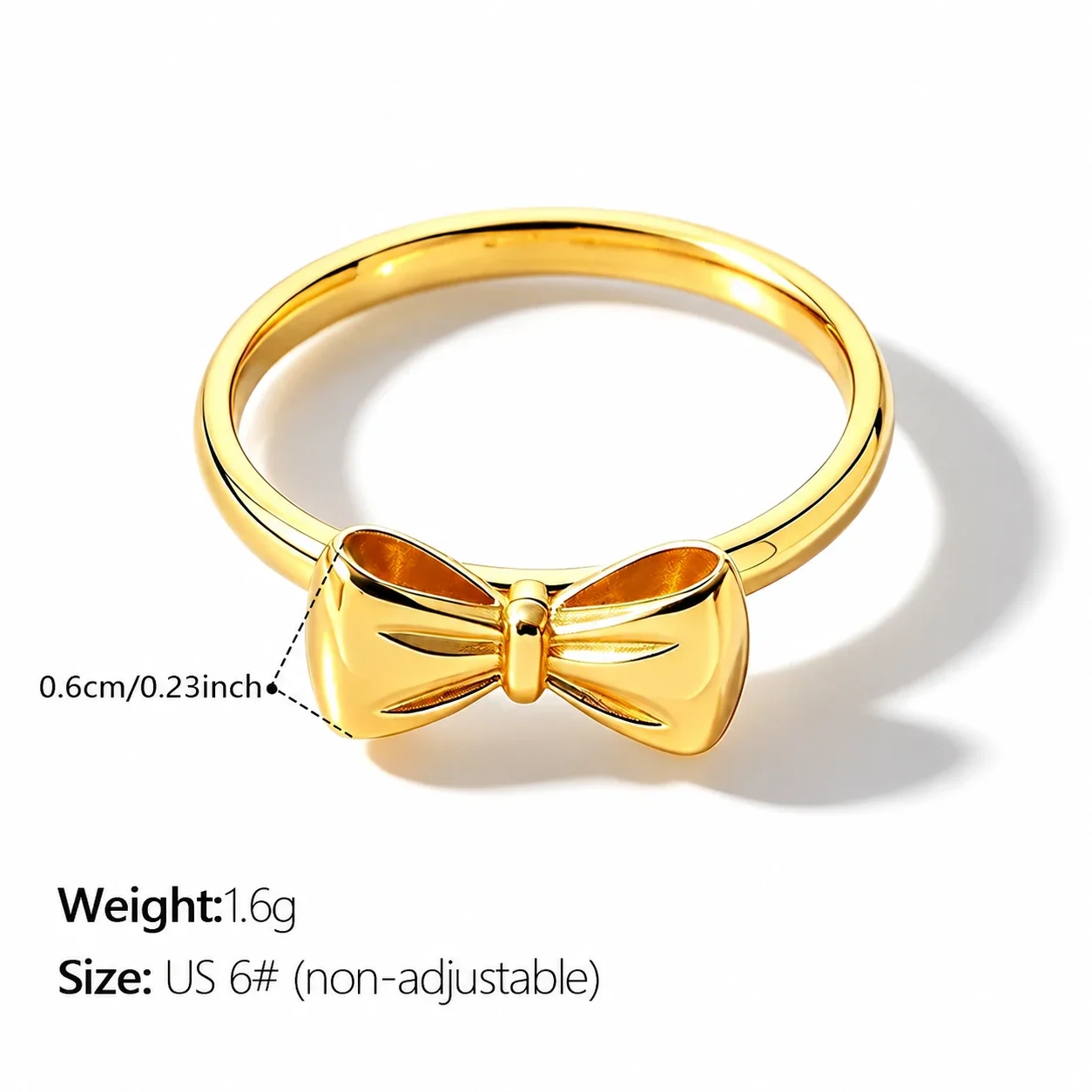Bow Ring with Sculpted Ribbon Loops in Gold-Plated Steel - Gold