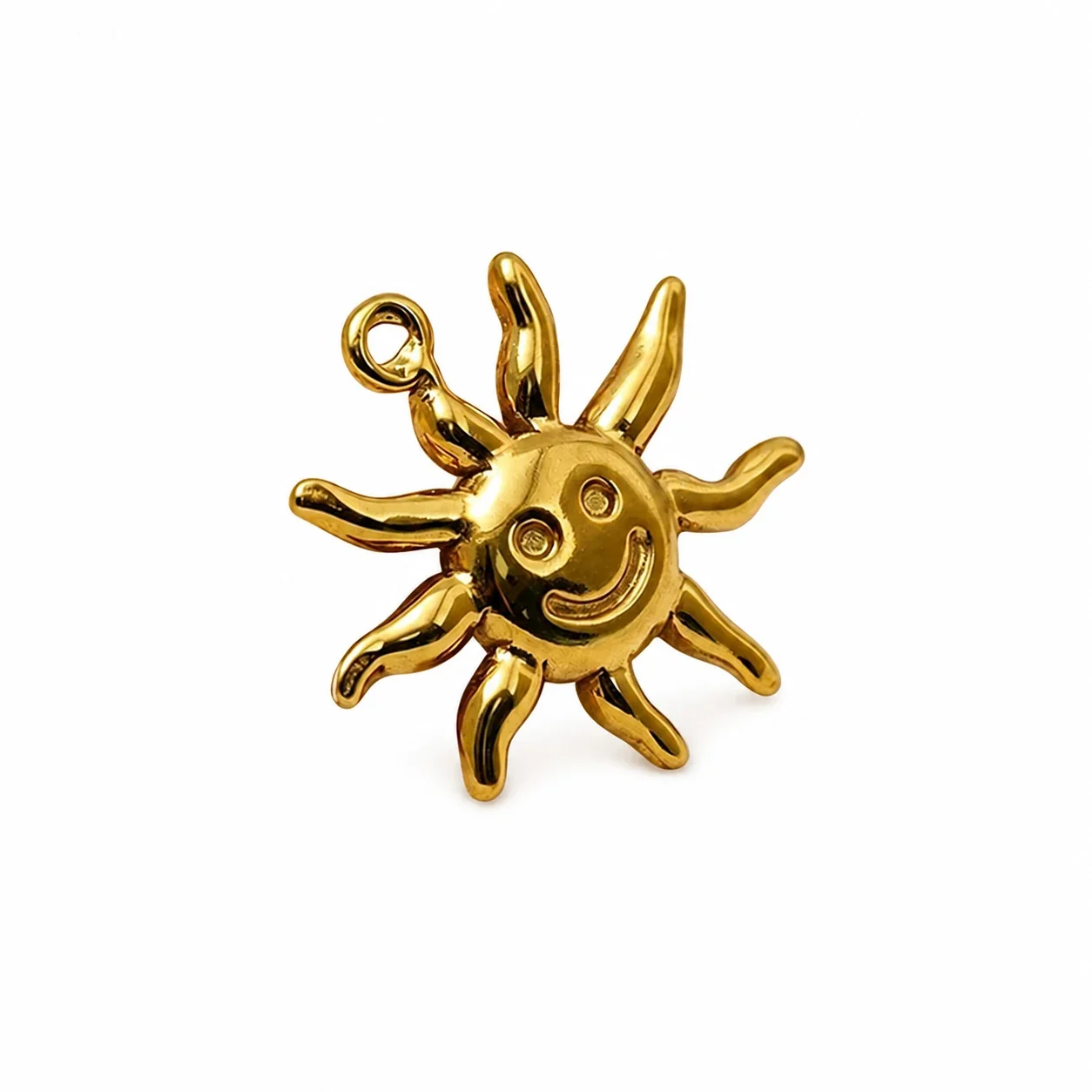 Cheerful Gold-Plated 316 Stainless Steel Smiley Sun Pendant Necklace