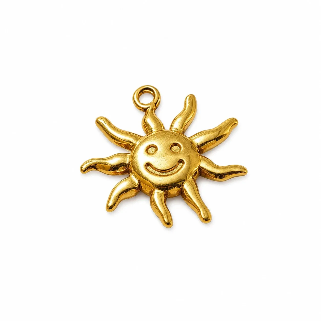Cheerful Gold-Plated 316 Stainless Steel Smiley Sun Pendant Necklace