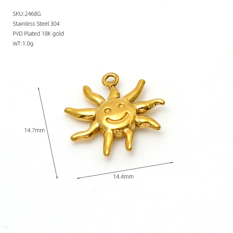 Cheerful Gold-Plated 316 Stainless Steel Smiley Sun Pendant Necklace - Only
