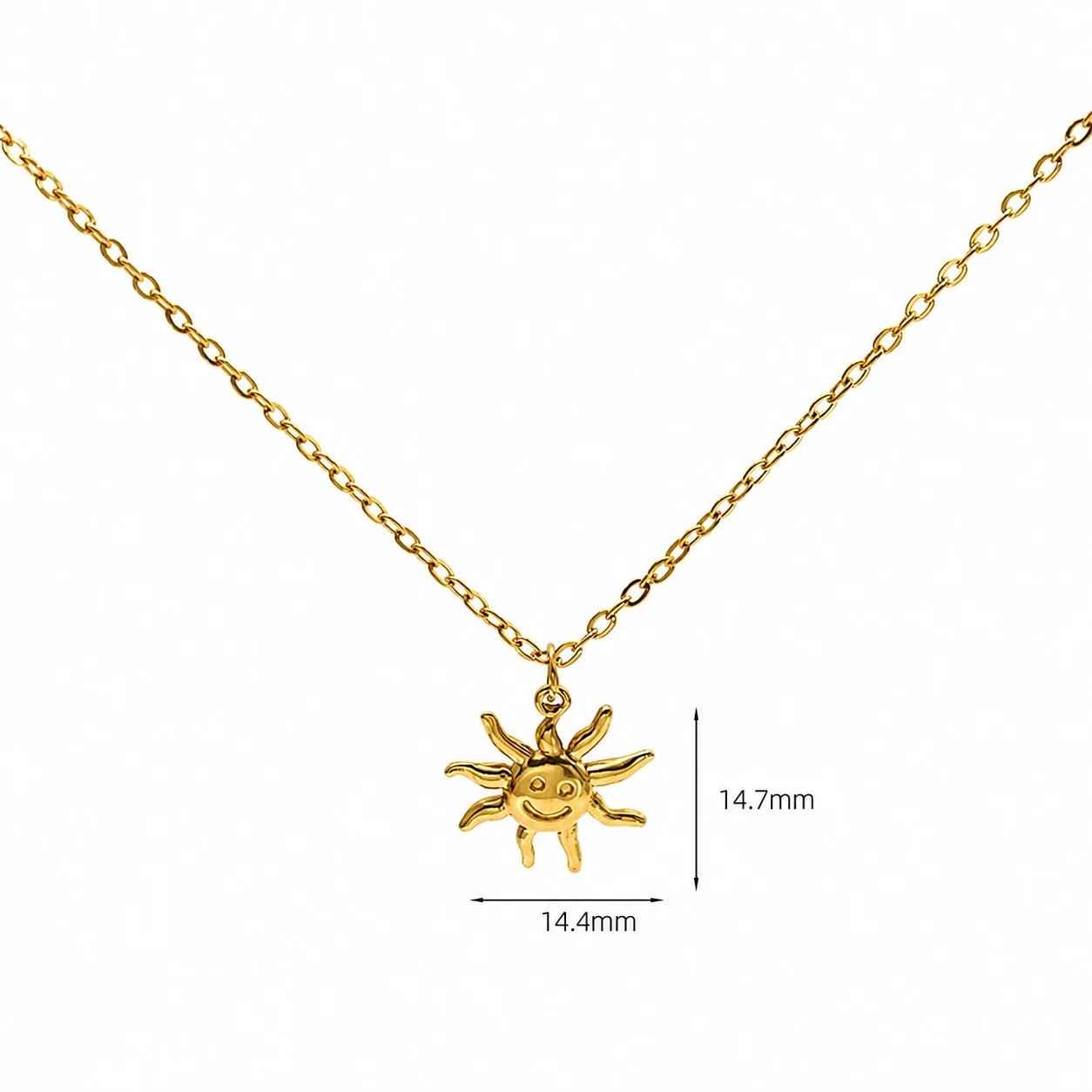 Cheerful Gold-Plated 316 Stainless Steel Smiley Sun Pendant Necklace - With