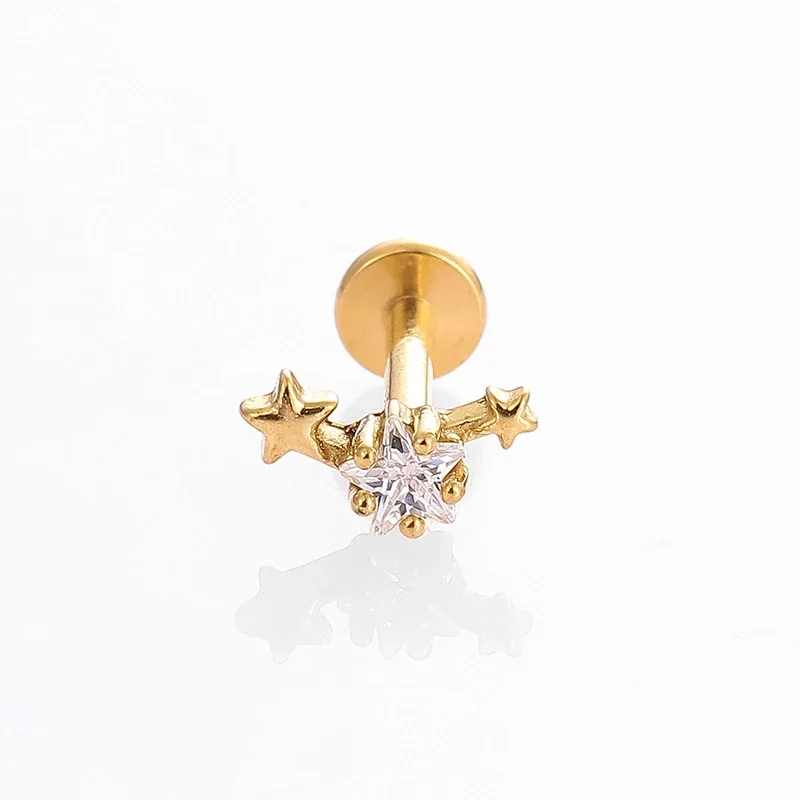Celestial 316 Stainless Steel CZ Flat Back Stud Earring