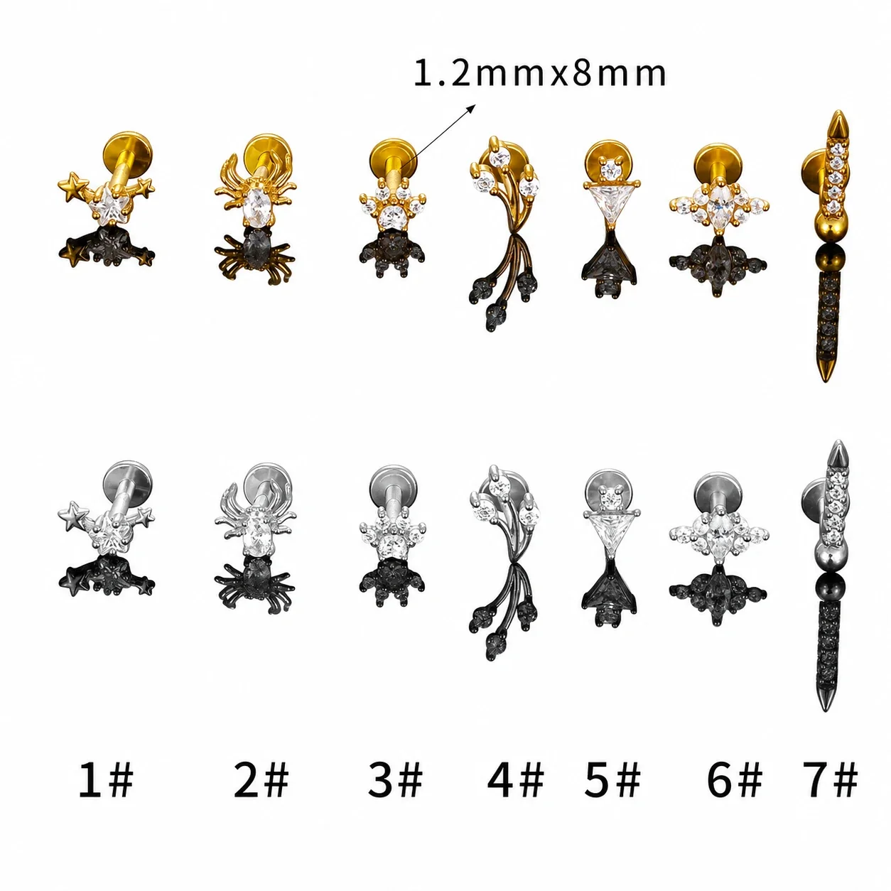 Celestial 316 Stainless Steel CZ Flat Back Stud Earring