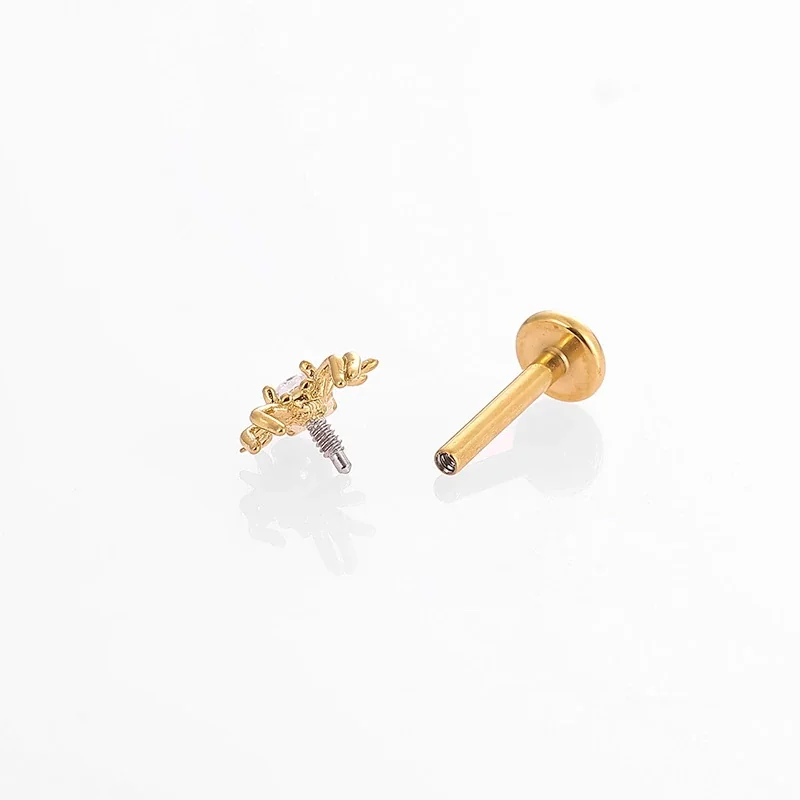 Celestial 316 Stainless Steel CZ Flat Back Stud Earring