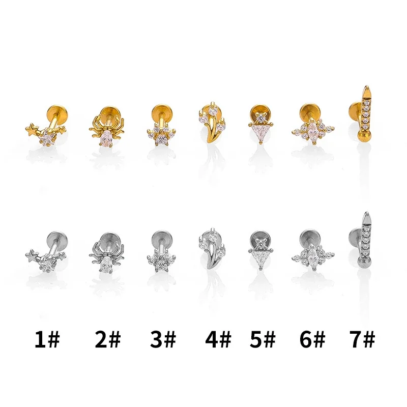 Celestial 316 Stainless Steel CZ Flat Back Stud Earring