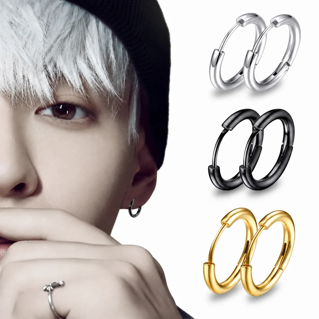 Minimal Stainless Steel Slim Huggie Hoop Earrings