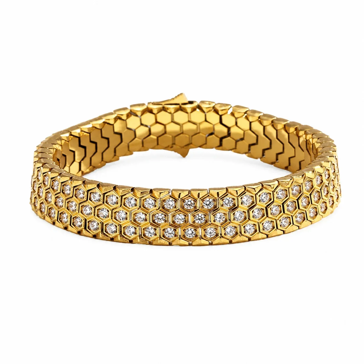 Bold 316 Stainless Steel Honeycomb CZ Bracelet
