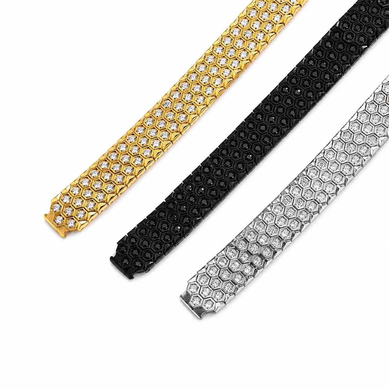 Bold 316 Stainless Steel Honeycomb CZ Bracelet