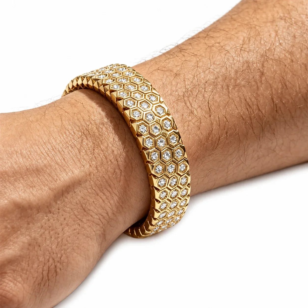 Bold 316 Stainless Steel Honeycomb CZ Bracelet