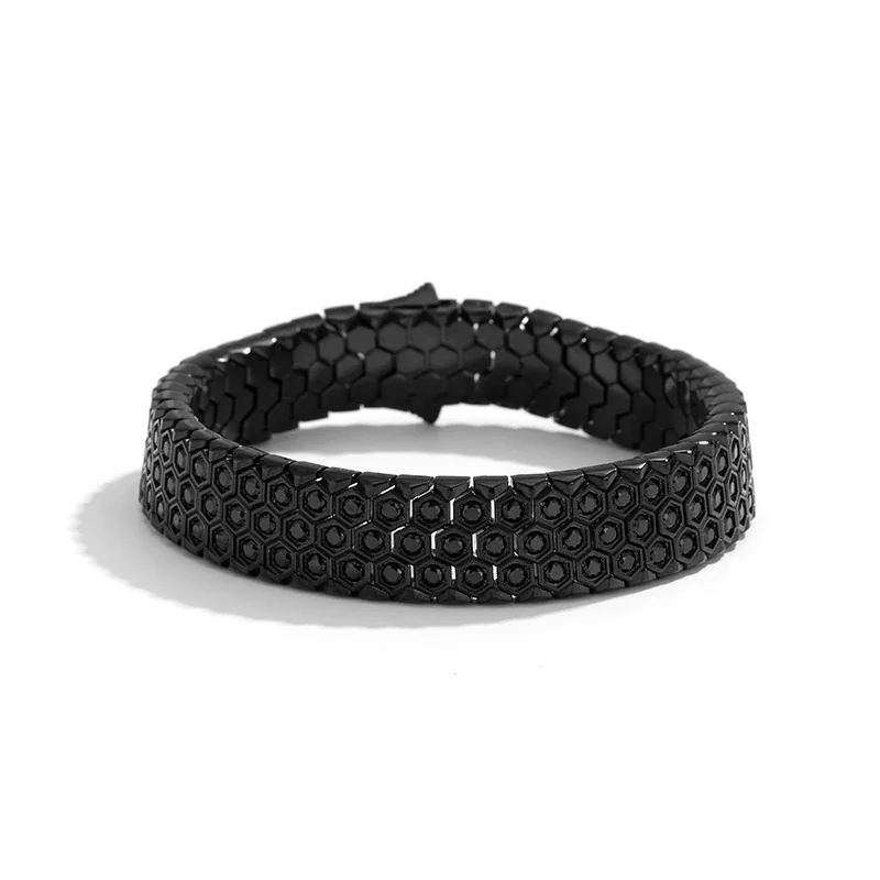 Bold 316 Stainless Steel Honeycomb CZ Bracelet