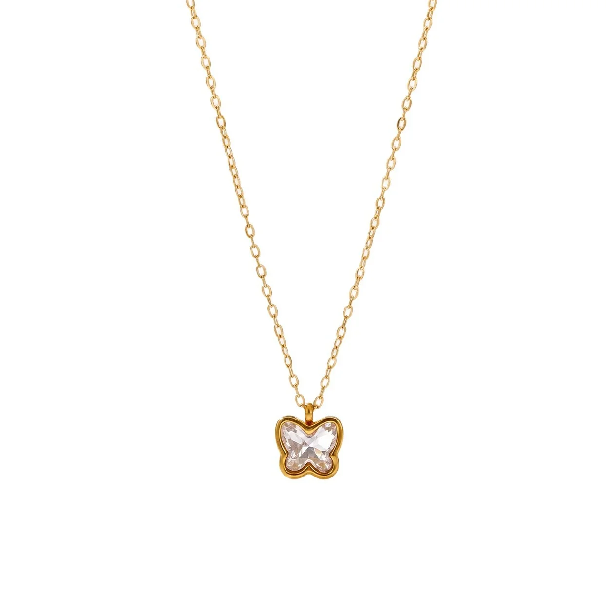 Butterfly Crystal Jewelry Set in Gold-Plated Stainless Steel