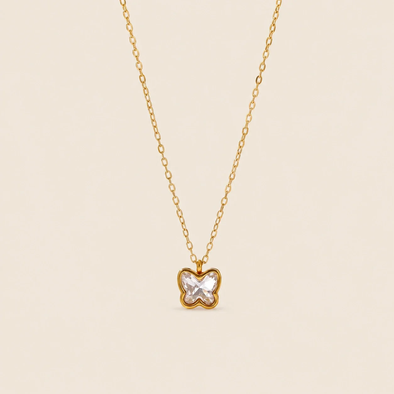 Foto del producto: Conjunto de Joyas de Mariposa con Circonitas en Acero Inoxidable Chapado en Oro