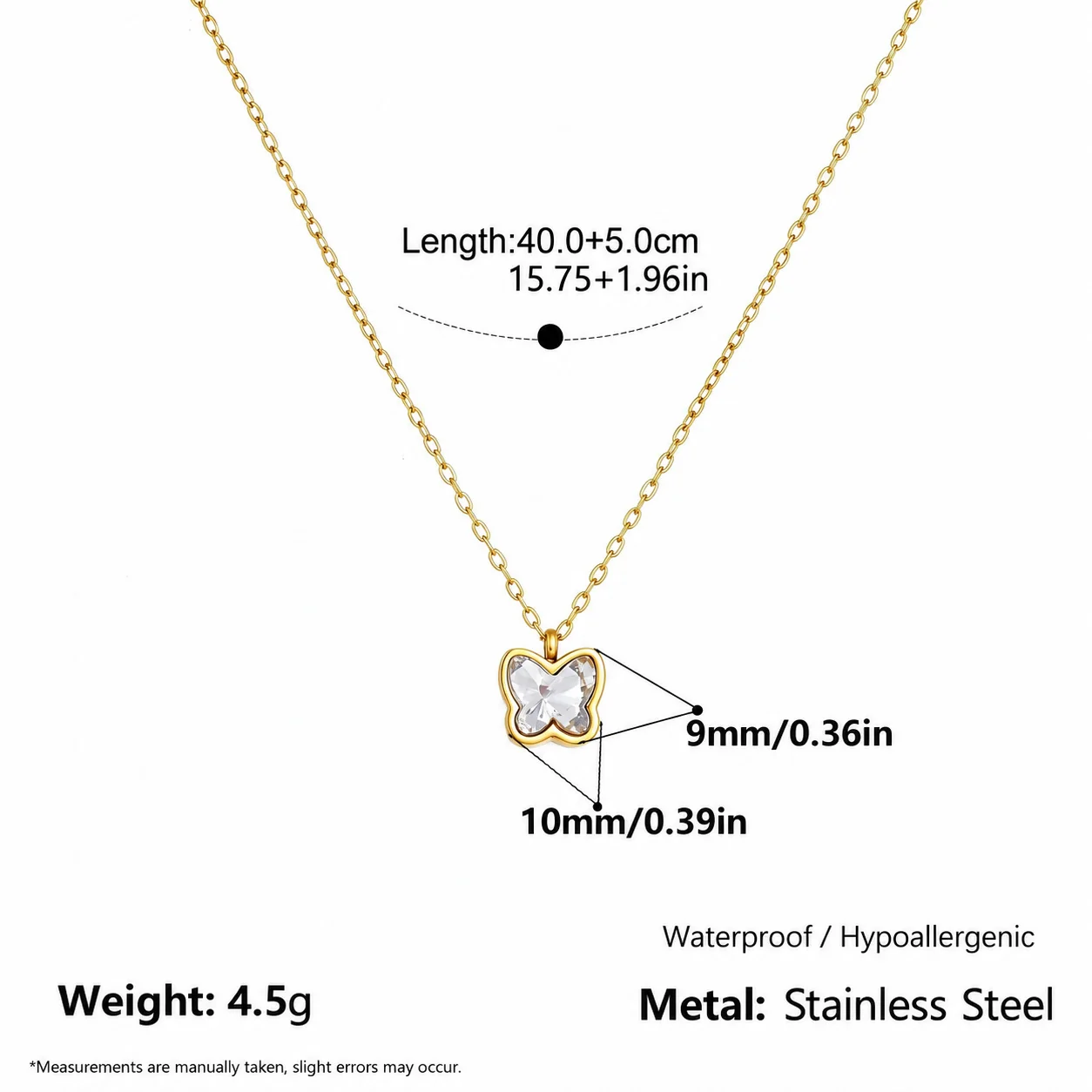 Foto del producto: Conjunto de Joyas de Mariposa con Circonitas en Acero Inoxidable Chapado en Oro
