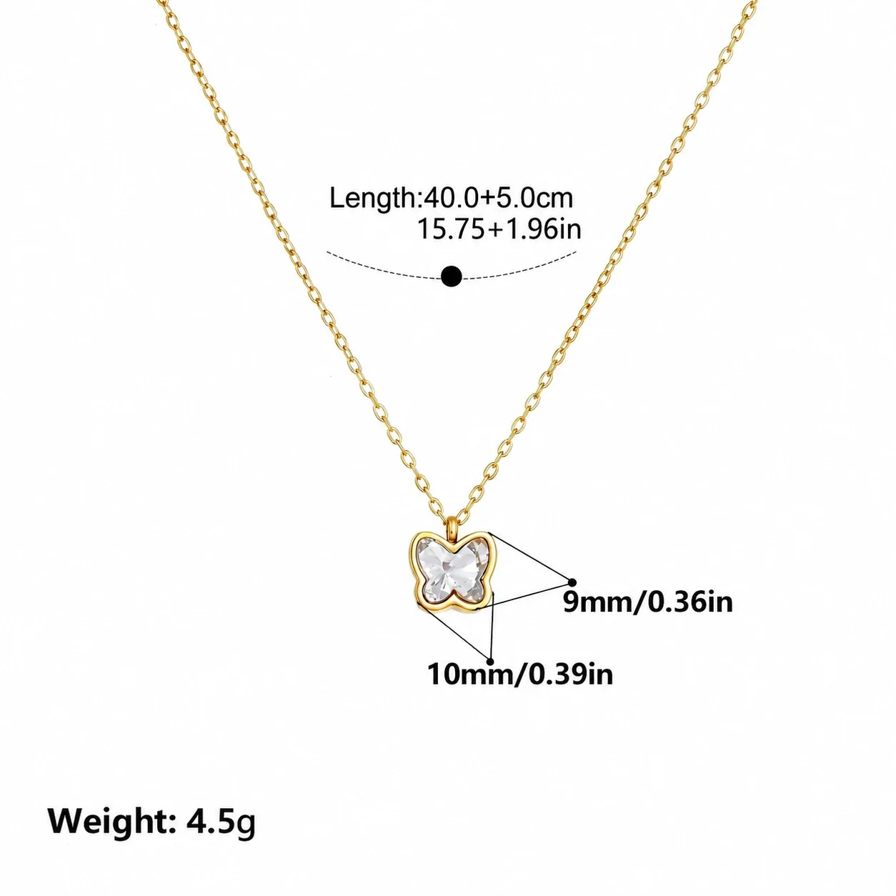 Foto del producto: Conjunto de Joyas de Mariposa con Circonitas en Acero Inoxidable Chapado en Oro