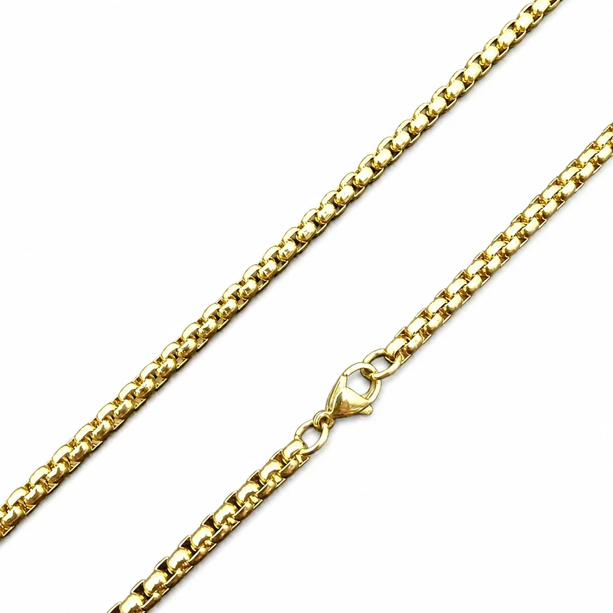 Lion Medallion 316 Stainless Steel Flame Rim Pendant - Gold Box Pearl 3.0 x 60 cm