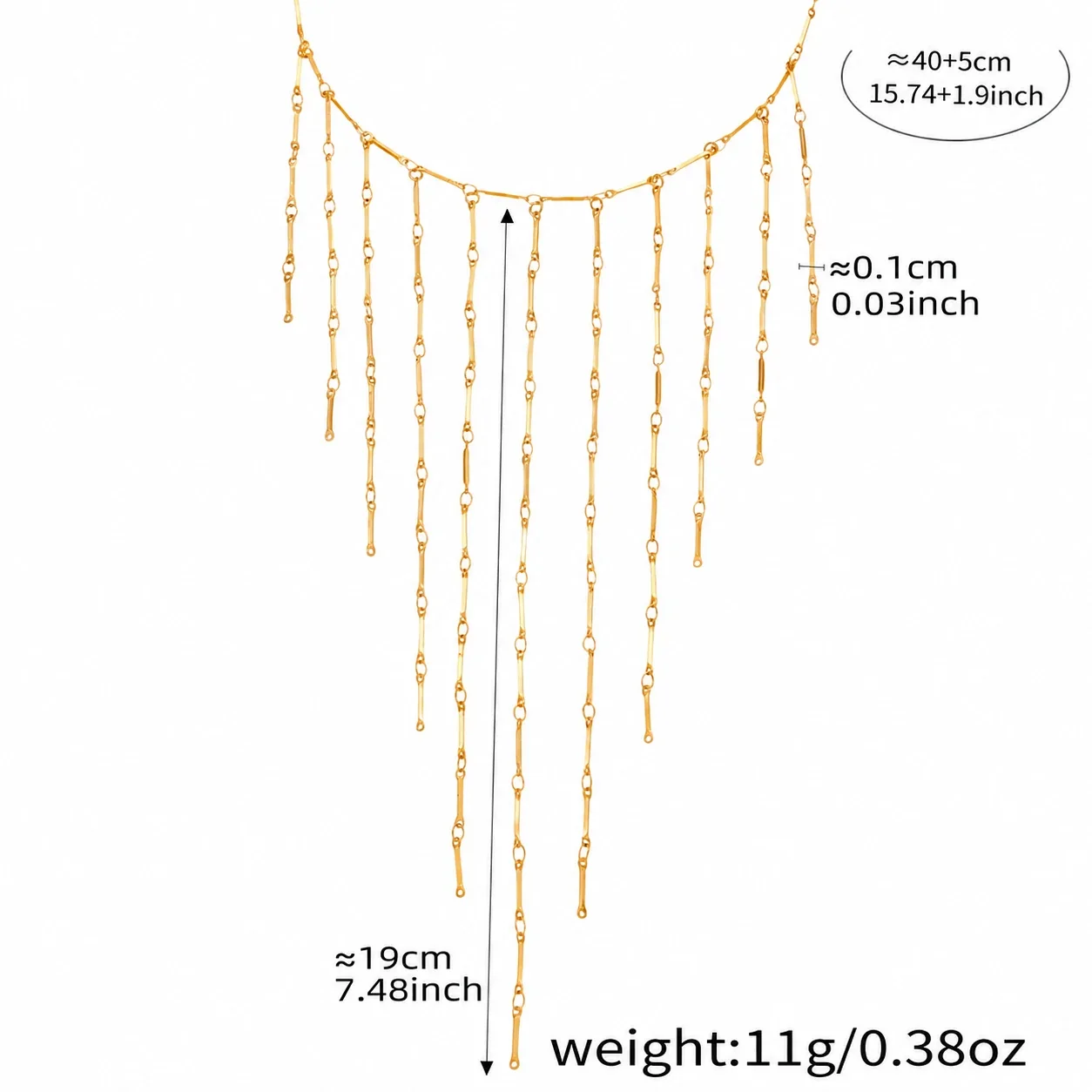 Romantic Stainless Steel Bead-Chain Tassel Fringe Choker - Gold Tassel