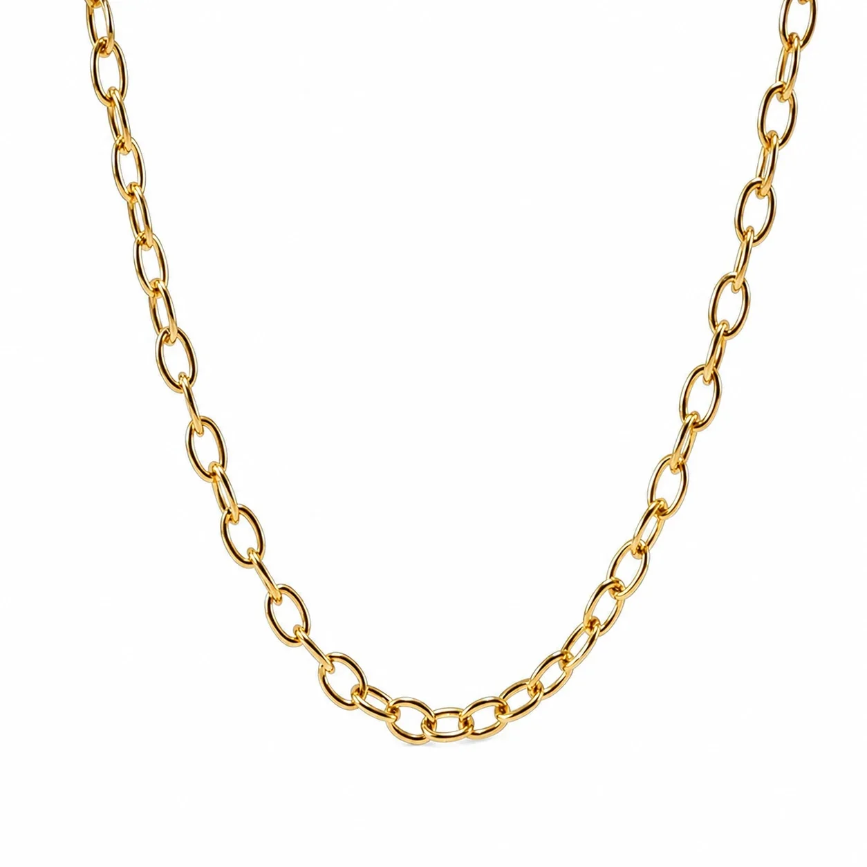 Bold Gold-Plated Cuban Paperclip Snake Chain Necklace - Gold Round-Link cm