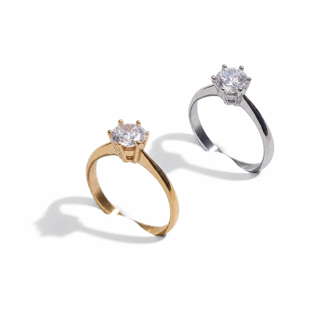 Refined 316 Stainless Six-Prong Solitaire Ring