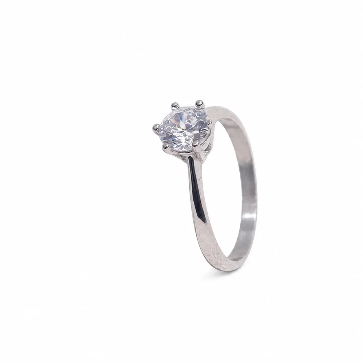 Refined 316 Stainless Six-Prong Solitaire Ring