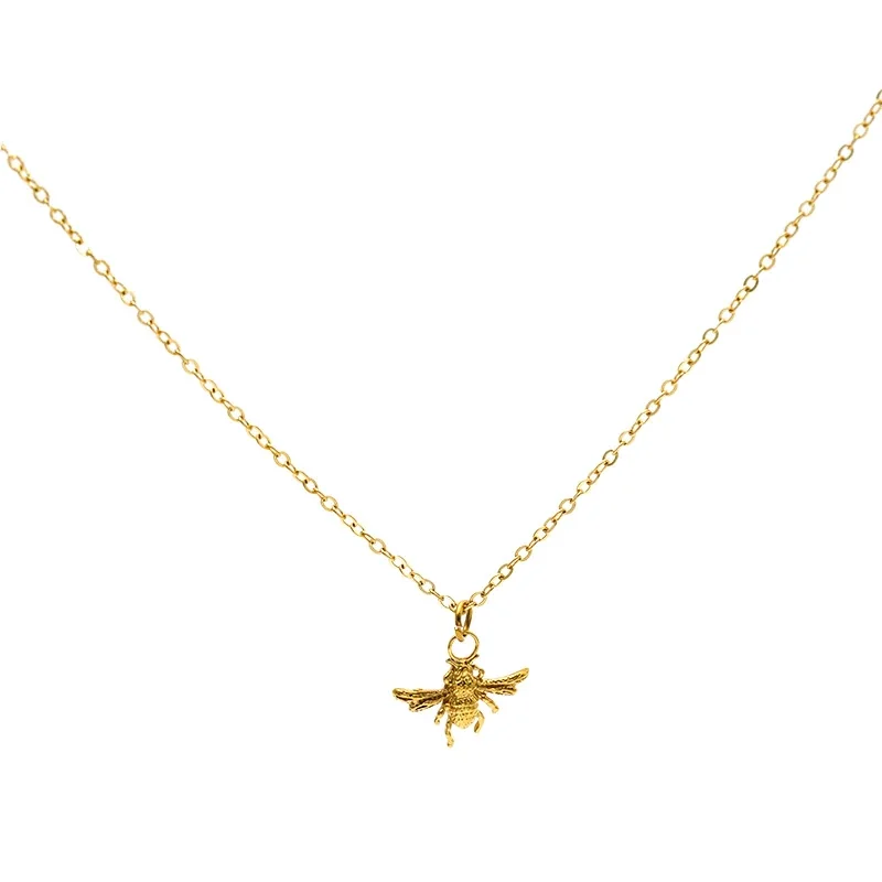 Petite 18K Gold-Plated Bee 316 Stainless Steel Necklace