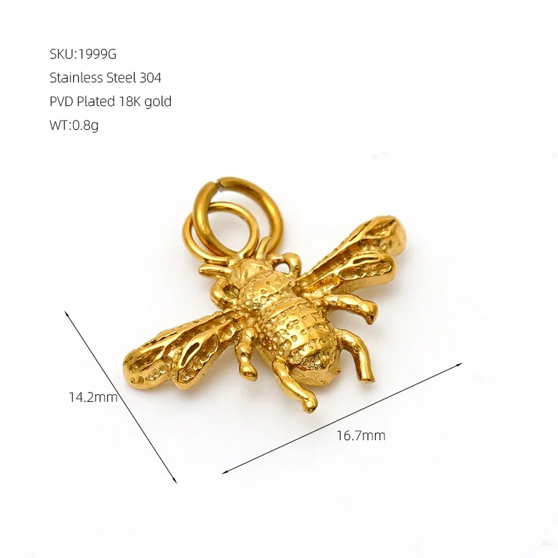 Petite 18K Gold-Plated Bee 316 Stainless Steel Necklace - Only