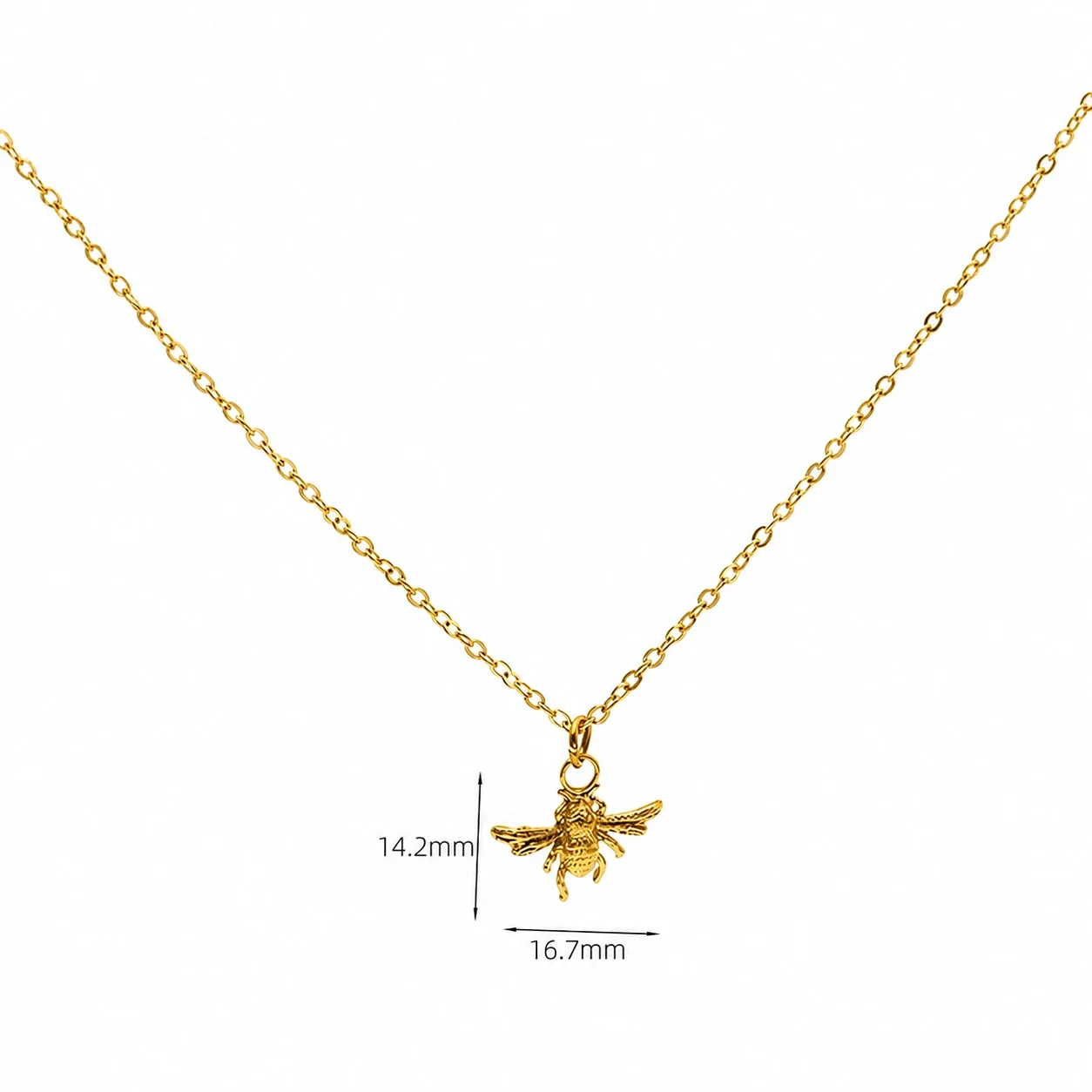 Petite 18K Gold-Plated Bee 316 Stainless Steel Necklace - With