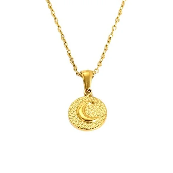 Celestial Gold-Plated Stainless Steel Sun Moon Cable Necklace