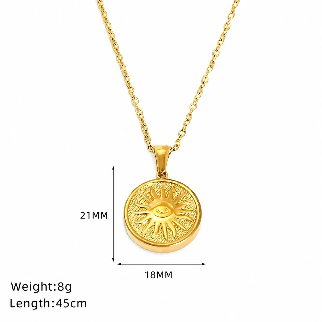 Celestial Gold-Plated Stainless Steel Sun Moon Cable Necklace - Gold Sun Cable