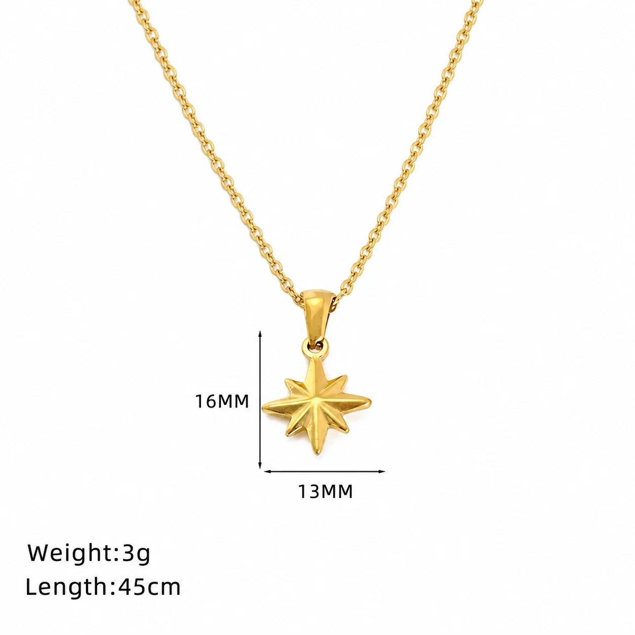 Celestial Gold-Plated Stainless Steel Sun Moon Cable Necklace - Gold Moon Coin Cable