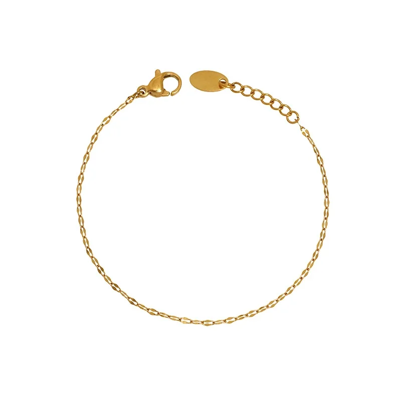 Delicate Gold-Plated Faceted Link Chain Bracelet