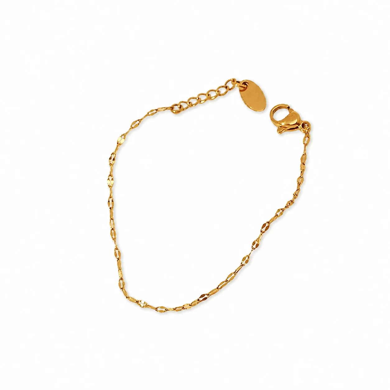 Delicate Gold-Plated Faceted Link Chain Bracelet