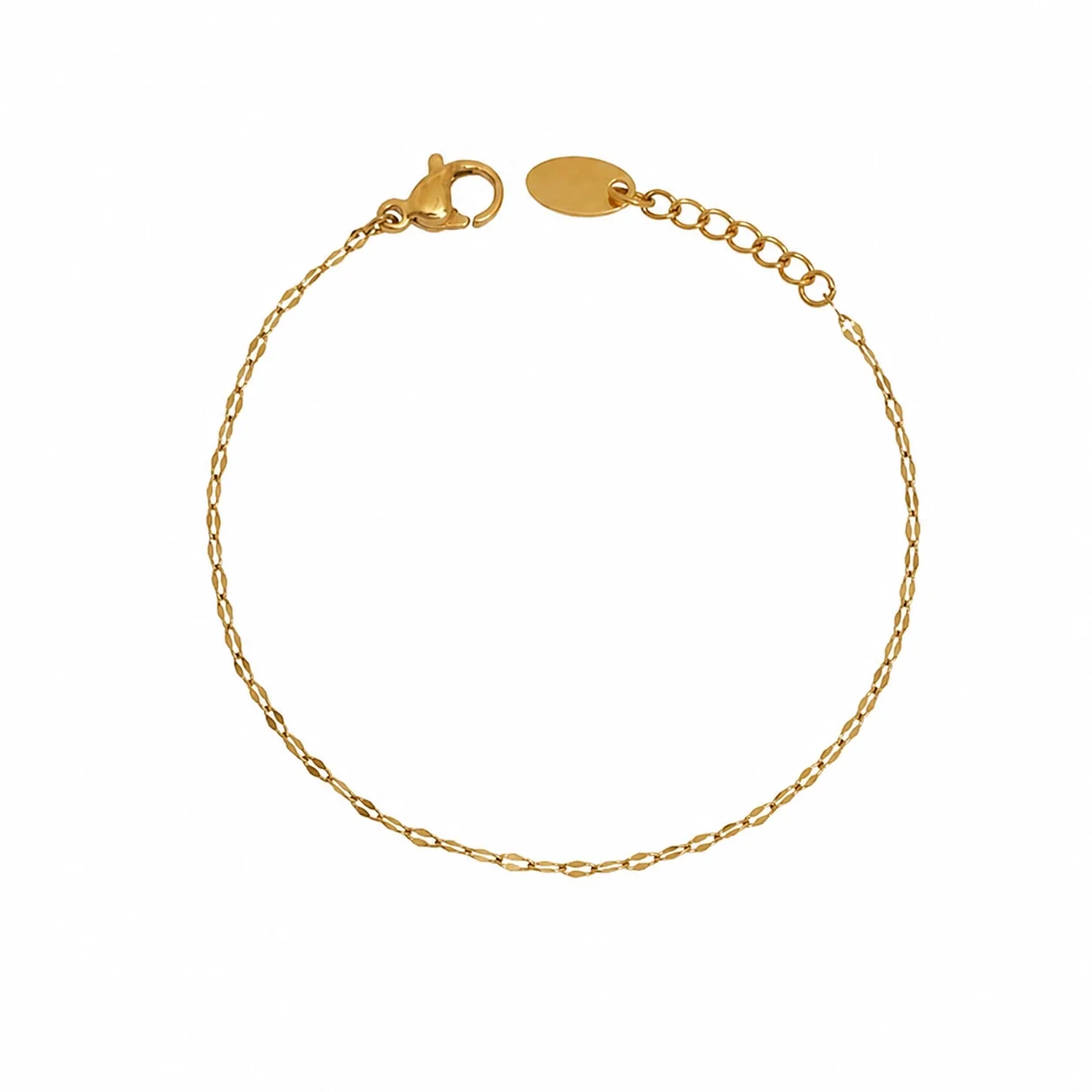 Delicate Gold-Plated Faceted Link Chain Bracelet