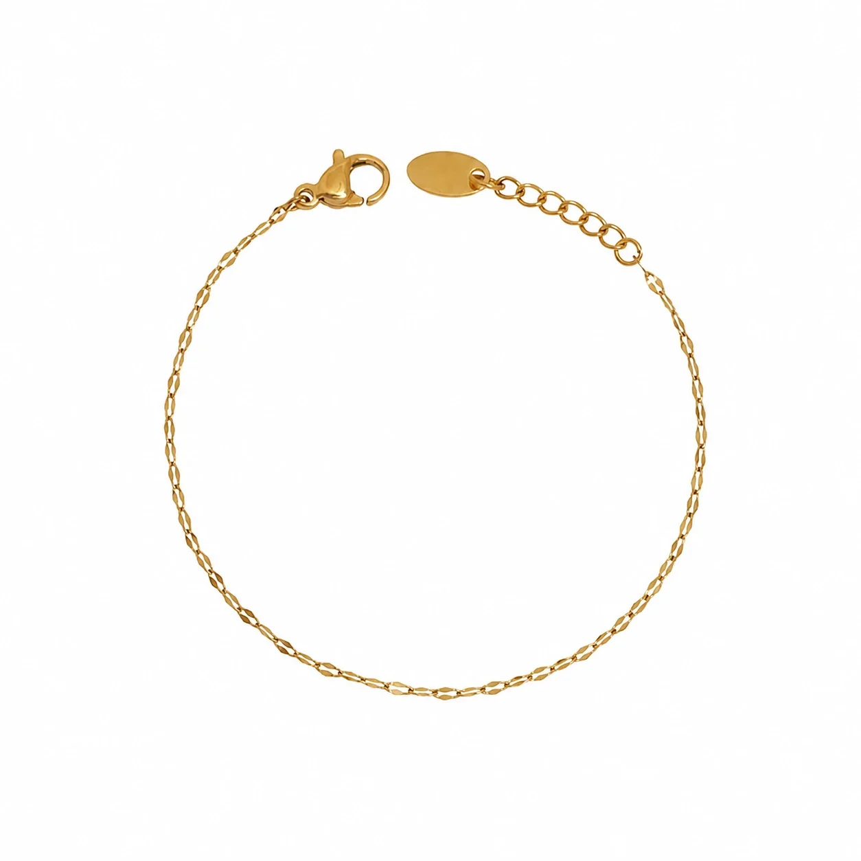 Delicate Gold-Plated Faceted Link Chain Bracelet - Bracelet