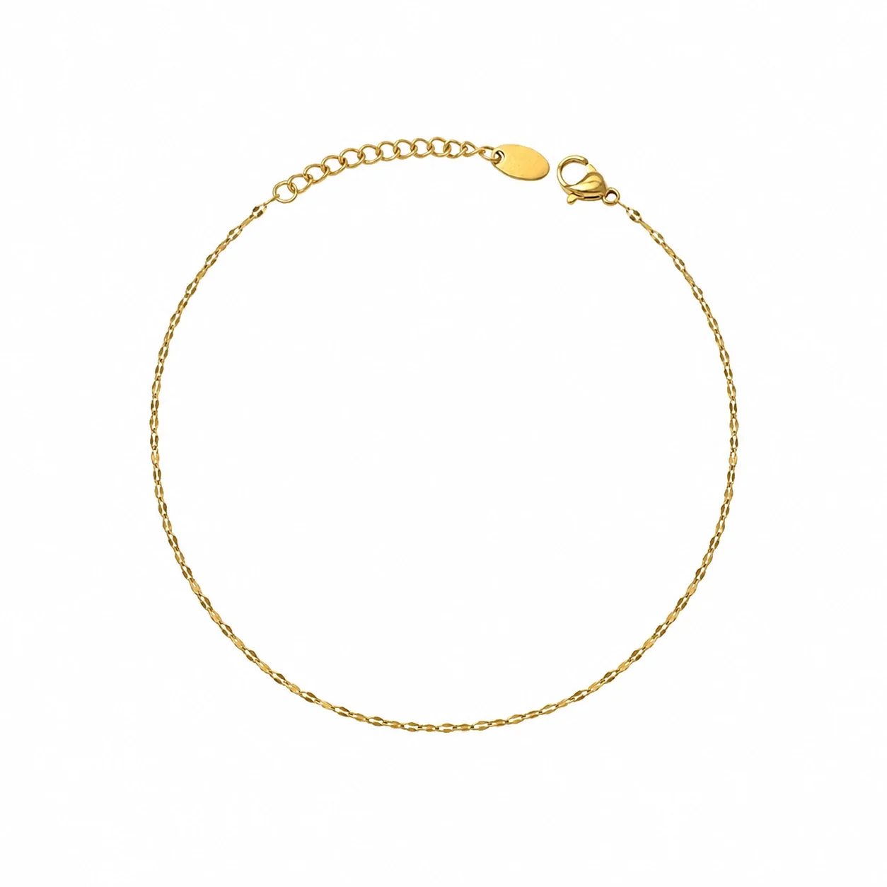 Delicate Gold-Plated Faceted Link Chain Bracelet - Gold