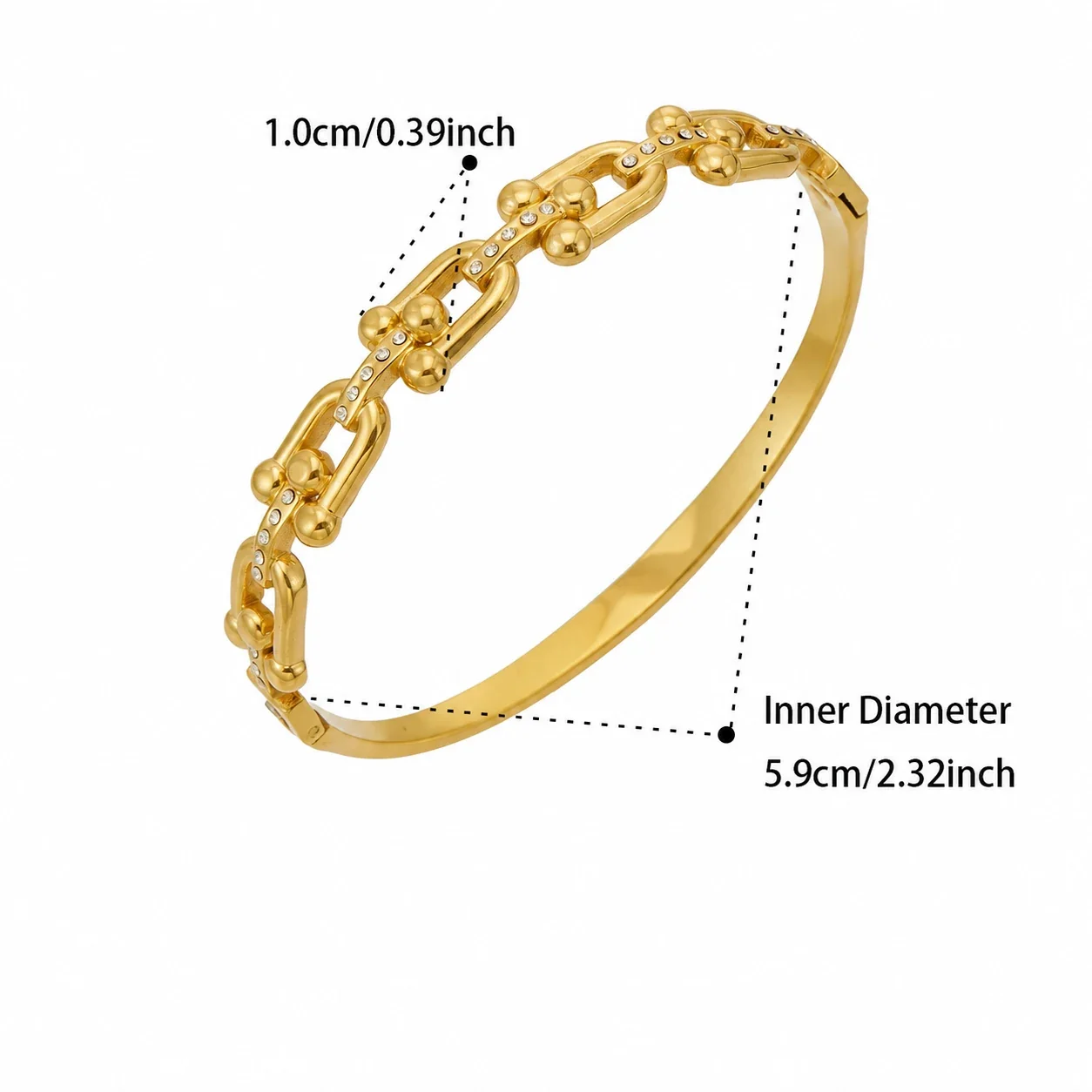 Luminous Openwork Gold PVD 316L CZ Hinge Bangle Bracelet - Gold Openwork CZ