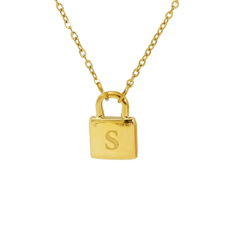 Polished Gold-Plated Lock Initial Cable Chain Necklace - Gold Y