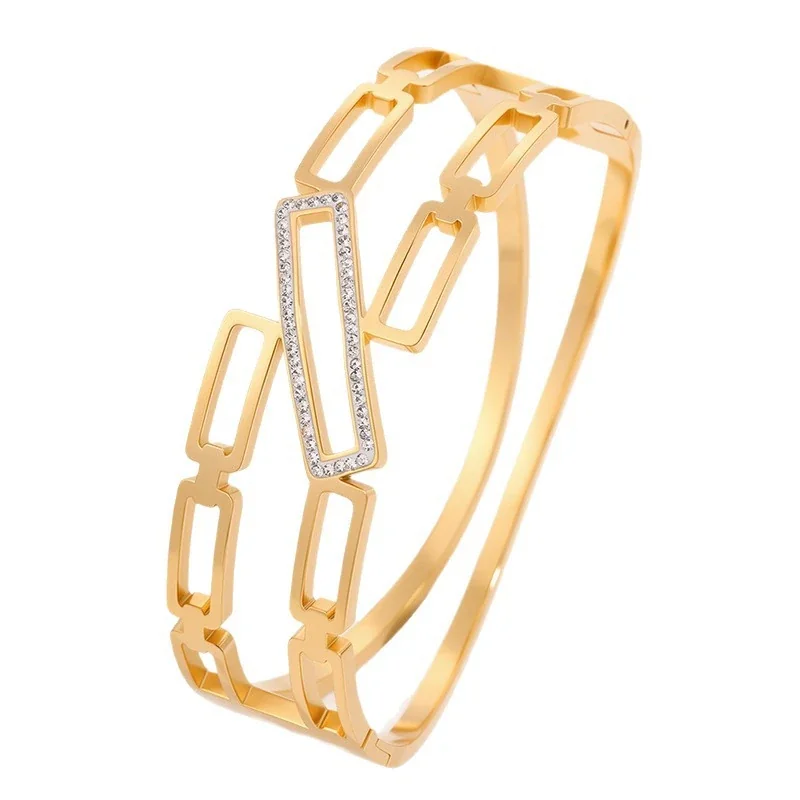 Sculptural 316 Stainless Steel Open-Link Bangle