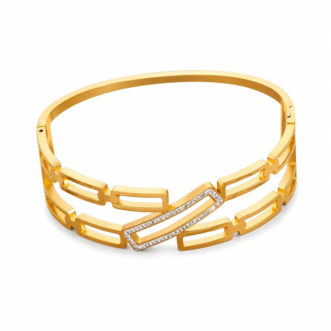 Sculptural 316 Stainless Steel Open-Link Bangle