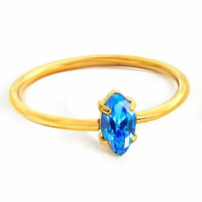 Ring with Marquise CZ Prong Setting 316 Stainless Steel Gold PVD