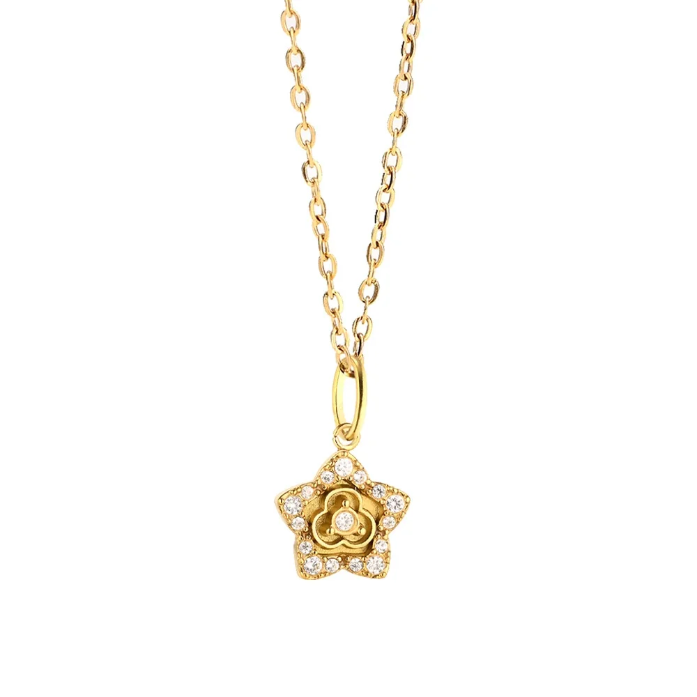 Dainty 316 Stainless Steel Pavé Charm Necklace